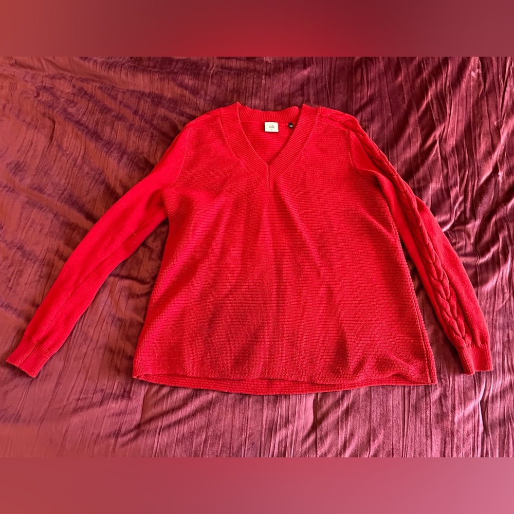 CAbi Vibrant Red V-Neck Sweater